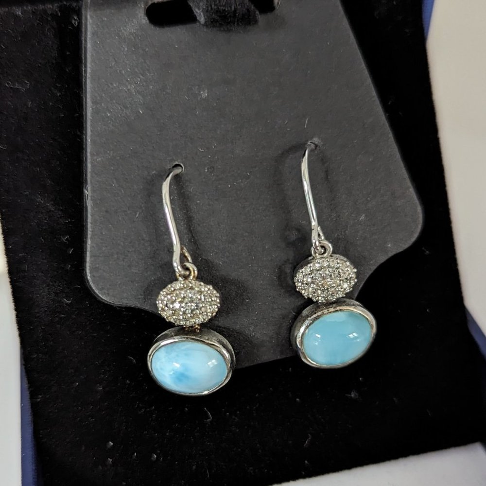 Brand new Earrings Silver 925 with Larimar - Picture 2 of 2
